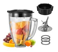 6 Cup Blender Glass Jar with Blade，Including 1 glass jar with lid 1 4fins blade 1 blender jar base 3pcs seal gasket. Replacement Parts for Oster Osterizer (NOT fit Pro, Master or Versa models)