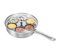 6 Cup Egg Poacher Pan - Stainless Steel Poached Egg Pan with Glass Lid and Handle Uniform Heating & Thermal Insulation Cooking Pot for Home Kitchen