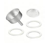 6-Cup Moka Pot Replacement Funnel Kit with Filter & 3 Silicone Gaskets | Fits Bialetti & Most 6 Cup Stovetop Moka Pots, Food Grade Seals, Filter, Leakproof Replacement Parts