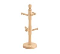 6 Cup Natural Mug Beech Wooden Tree Stand Kitchen Mugs Cups Holder Storage Rack