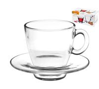6 Cups Cappuccino With Saucer Aqua Cc 21.5 Transparent Pasabahce