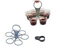 6 Cups Portable & Foldable Cup Holder with Handle, Reusable Pocket Size Rotating Cup Carrier, Water Bottle Carriers, Portable Carrier Drink Holder for Coffee Alcohol Party Supplies (1 pc)