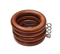 6 Curtain Rings 45mm Wooden Pole Hanging Hook with Eyes Natural Oak Color Loop Drapery Rod Eyelet Hanger Circular Fitting for Heavy Net Blind Window Drapes Treatment Living Room Bedroom Lounge
