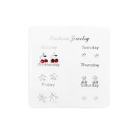 6 Days Weekly Earring Set for Women | Cute Daily Stud Earrings with Unique Designs | Hypoallergenic Fashion Jewelry for Everyday Wear & Gifting, Cubic Zirconia, No Gemstone