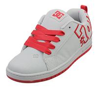(6) DC Shoes Court Graffik Kids Skate Trainers in Grey Red