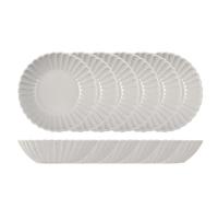 6 Deep Lotus Plates in Gray Stoneware 18 cm. Plates with a wing shape from a