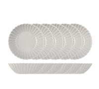 6 Deep Lotus Plates in Gray Stoneware 18 cm. Plates with a wing shape from a