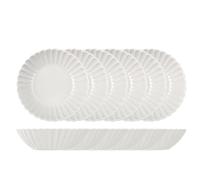 6 Deep Plates Lotus in White Stoneware 18 cm. Plates with a textured shape