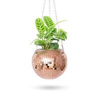 6" Disco Ball Flower Pot Wooden Hook & Holder Bohemian Decor