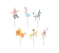 6 DIY Circus Theme Cake Toppers - Funfair Cupcake Picks & Party Decorations - Children's Circus Birthday Supplies