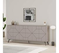 6-Doors Push-to-open Doors Sideboard 'Dune' with Metal Legs 183cm Decortie Grey 3 Pack