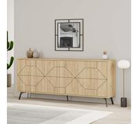 6-Doors Push-to-open Doors Sideboard 'Dune' with Metal Legs 183cm Decortie Natural 3 Pack