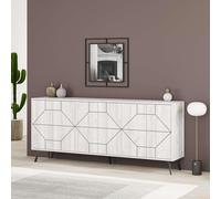 6-Doors Push-to-open Doors Sideboard 'Dune' with Metal Legs 183cm Decortie Off White 3 Pack
