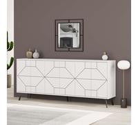 6-Doors Push-to-open Doors Sideboard 'Dune' with Metal Legs 183cm Decortie White 3 Pack