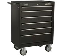 6 Drawer Black Portable Tool Chest With Locking Mobile Storage System