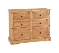 6 Drawer Chest Corona Distressed Waxed Pine Bedroom Storage