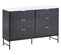 6 Drawer Chest GLASTONBURY 80 cm Marble Effect White Marble