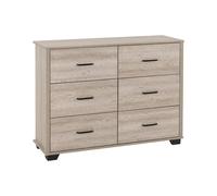 (6 Drawer Chest) Oliver Bedroom Furniture Range in Light Oak Effect