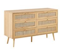 Beliani 6 Drawer Chest PEROTE Rattan Light Brown, Brown