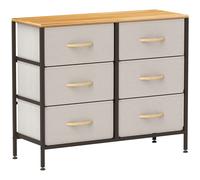 6-Drawer Fabric Chest Cream MDF Top Steel Frame 80x30x62.5cm Non-Woven Organiser