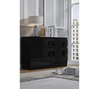 Fwstyle Chest Of 6 Drawers Black Gloss Front Drawers, Black
