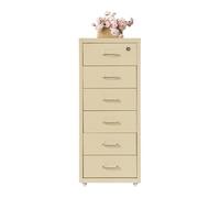 6 Drawer Metal Filing Cabinet with Lock, Rolling Office Storage, Under Desk Vertical Organizer, Cold-Rolled Steel with Smooth Gliding Drawers