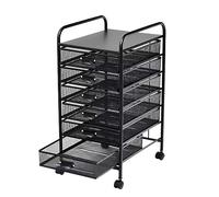 6-Drawer Mobile File Cabinet, Rolling Filing Organizer For Under Desk, Metal Mesh, Craft Cart Storage Organizer With Wheels, Label Frame On Each Drawer(Black-29X38X61Cm/11.4X15X24In)