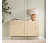 6 Drawer Oak Brown Wooden Chest Birlea Herringford