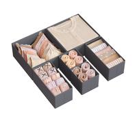 SONGMICS Drawer Organisers, Dresser Dividers, Set of 6, Foldable Fabric Storage Boxes for Socks, Underwear, Bras, Ties, Scarves, Slate Grey RDZ06G