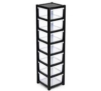 6 Drawer Plastic Storage Tower Unit Black Frame with Clear Drawers | Tall Multi-Purpose Organiser for Toys, Clothes, Crafts, Office Supplies, Bedroom, Living Room & Home Storage