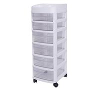 6-Drawer Rolling Storage Cart with 4 Wheels - Plastic Craft Tower 34.2"x14.1"x11.8" - Versatile Storage Bins for Home Craft Room School Dorm (White)