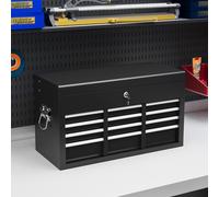 HOMCOM 6 Drawer Tool Chest, Lockable Metal Tool Box with Top Case, Ball Bearing Runners, Portable Toolbox, 600mm x 260mm x 340mm, Black Aosom UK