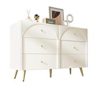 6 Drawer White Chest of Drawers - Modern Stylish Storage Cabinet for Bedroom, Living Room, Hallway & Bathroom - Versatile, Space-Saving nizer Solution