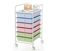 6 Drawers Mobile Rolling Storage Utility Cart Multipurpose Plastic Storage Cart, Multipurpose Mobile Rolling Drawer Cart for Office Bathroom Kitchen, Colorful