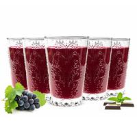 6 Drinking Glasses With Relief 350ml Cocktail Juice Red & White Wine