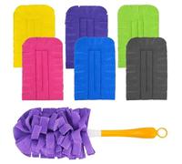 6 Dust Magnet Refill Pack for Swiffer with 1 Handle, for Swiffer Dust Magnet XXL, Dusters Replacement Cover Compatible with Swiffer, Washable Duster for Swiffer Duster Cloths, for Dust and Dirt