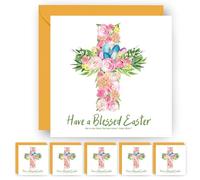 6 Easter Cards Religious - Christian Easter Card for Children Son Daughter Sister Brother Grandson Granddaughter Gran Grandmother Mum Dad Husband Wife Niece Nephew - Happy Gift -14cm