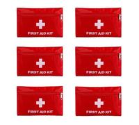 6 Empty First Aid Bags, 16 x 11 cm Red Medical Pouches | Compact zip pouches for DIY first aid kits, store in cars, offices, schools, sports bags and travel luggage