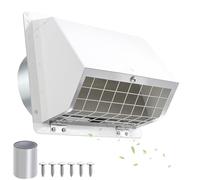 6" Exhaust Vent Cover Outdoor,Wall Vent Hood Dryer Vent Cover Outside Vent Cover Exterior Air Vents for Range Hood HVAC Duct House,Wall Mount Extractor Vent Cap with Openable Screen and Cushioned Flap