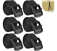 6 Fastening Ratchet Tie Down Straps with Rustproof Cam Buckles, 1mx25mm Black Heavy Duty Luggage Lashing Strap 250kg Load, Adjustable Quick Release Tensioning Belts for Roof Rack Cargo,Motorcycle,Bike