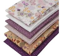 6 Fat Quarters Bundle - 'Autumn Hedgerow' Beautiful Floral and Textured Fabrics In Mauve, Cream & Beige 100% Cotton for Quilting, Patchwork & Crafting (with free patchwork pattern by Overdale Fabrics)