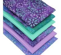 6 Fat Quarters Bundle - 'Batik Array' - Rich Collection of Batik Fabrics in Purple, Blue, and Green. 100% Cotton Fabric Ideal for Quilting & Craft Sewing (Free Patchwork Pattern by Overdale Fabrics)