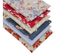 6 Fat Quarters Bundle - 'Christmas Angels' Xmas Fabrics Featuring Festive Angels, Deer, Doves & Foliage 100% Cotton for Quilting, Patchwork & Crafting (with free patchwork pattern by Overdale Fabrics)