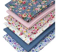 6 Fat Quarters - Bundle 'Fabulously Rosie' Featuring Vintage Style Rose Prints Shades of Blue & Pink. 100% Cotton Ideal for Quilting & Crafting (Includes a Free Patchwork Pattern by Overdale Fabrics)