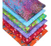 6 Fat Quarters Bundle - Festival Batiks - Bold Colourful Fabrics in Blue, Green, Orange & Purple. 100% Cotton Ideal for Quilting, Patchwork & Crafting (with free patchwork pattern by Overdale Fabrics)