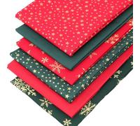 6 Fat Quarters Bundle - Festive Stars and Snowflakes Christmas Fabrics in Red & Green with Stars & Snowflakes Ideal for Quilting & Patchwork. 100% Cotton (Free Patchwork Pattern by Overdale Fabrics)
