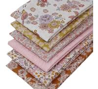6 Fat Quarters Bundle - 'Hannah's Flowers' Floral Fabrics in Gentle Pinks with a Hint of Warm Mustard. 100% Cotton for Quilting, Patchwork & Crafting (with Free Patchwork Pattern by Overdale Fabrics)
