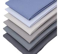 6 Fat Quarters Bundle - 'Perfect Storm' Plain Solid Fabrics in Graduating Tones of Dusky Blue to Grey. Ideal for Quilting & Crafting. 100% Cotton (and Free Patchwork Pattern by Overdale Fabrics)