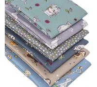 6 Fat Quarters Bundle - 'Raining Cats and Dogs' Fabrics with Charming Cat & Dog Designs in Pastel Shades. Ideal for Quilting & Crafting. 100% Cotton (Free Patchwork Pattern by Overdale Fabrics)