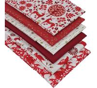 6 Fat Quarters Bundle - Redwood Wonderland Christmas Fabrics in Shades of Red & Hints of Gold 100% Cotton for Festive Quilting, Patchwork & Crafting (with Free Patchwork Pattern by Overdale Fabrics)